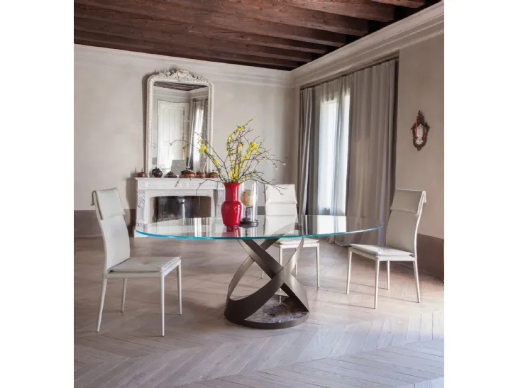 Sedia Adria con rivestimento in pelle di Tonin Casa