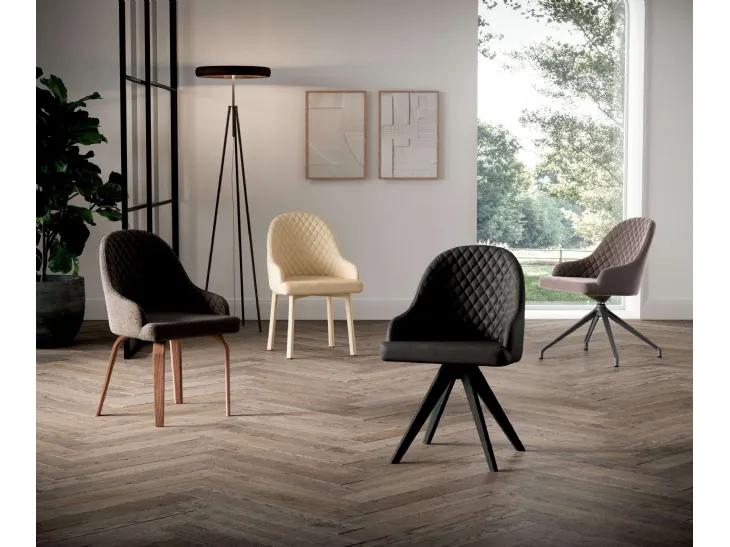 Sedia Demetra in pelle o tessuto di Ozzio