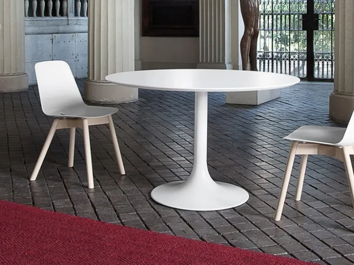 Sedia Dot in polipropilene con gambe in legno di Domitalia