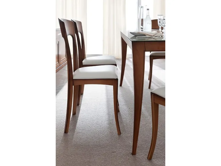 Sedia Eva in legno con seduta imbottita di Fasolin