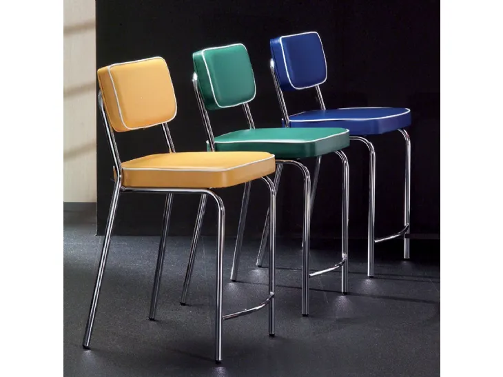 Sgabello Hollywood Stool 60 in ecopelle imbottita di La Seggiola