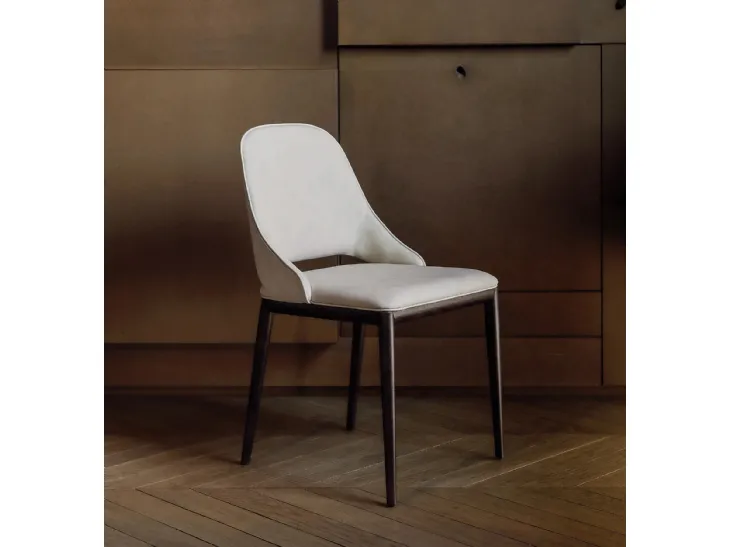 Sedia Malva con seduta rivestita pelle di Tonin Casa