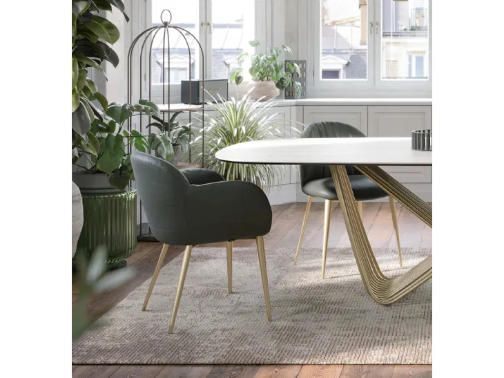 Sedia in pelle imbottita Olympia di Tonin Casa