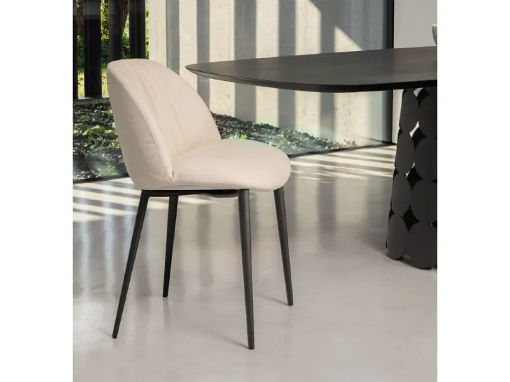 Sedia in pelle imbottita Olympia di Tonin Casa