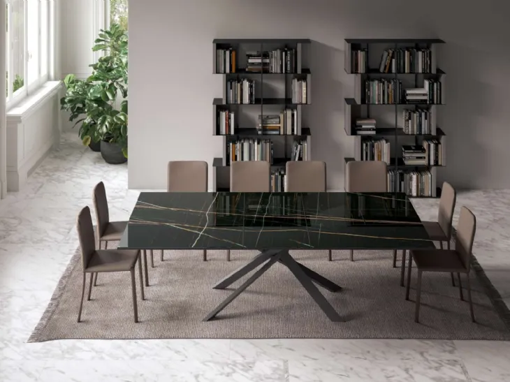 Tavolo allungabile 4x4 in Marble Glass di Ozzio