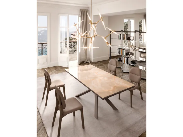 Tavolo allungabile 4x4 in Marble Glass di Ozzio