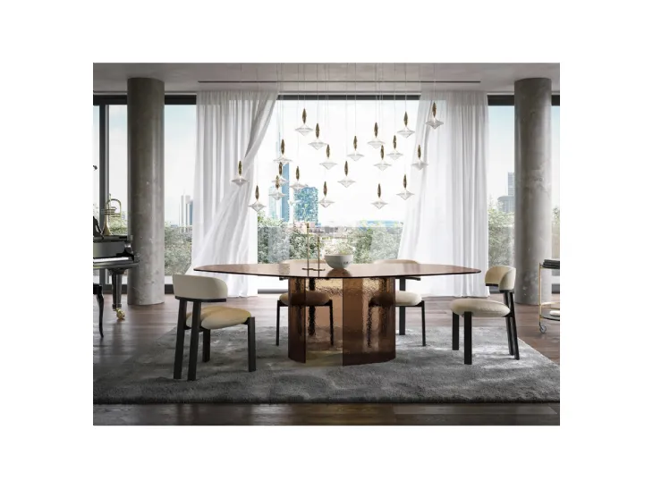 Tavolo in vetro curvato e martellato Ablos di Tonin Casa