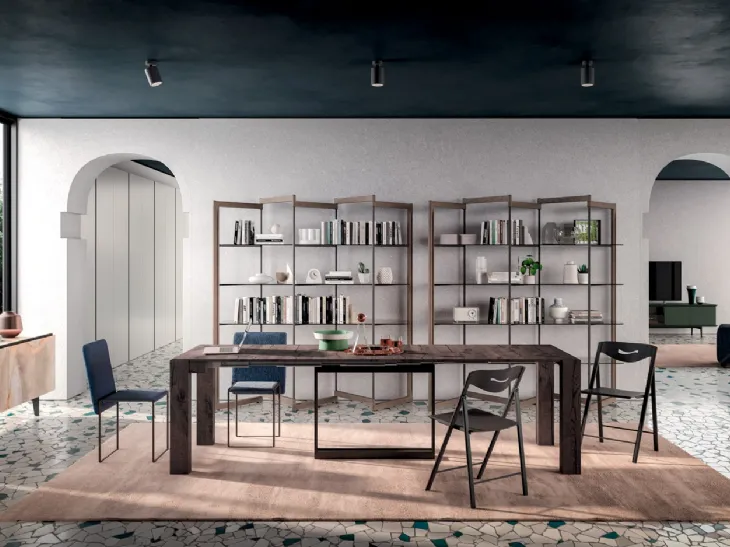 Consolle A4 allungabile in Rovere e metallo di Ozzio