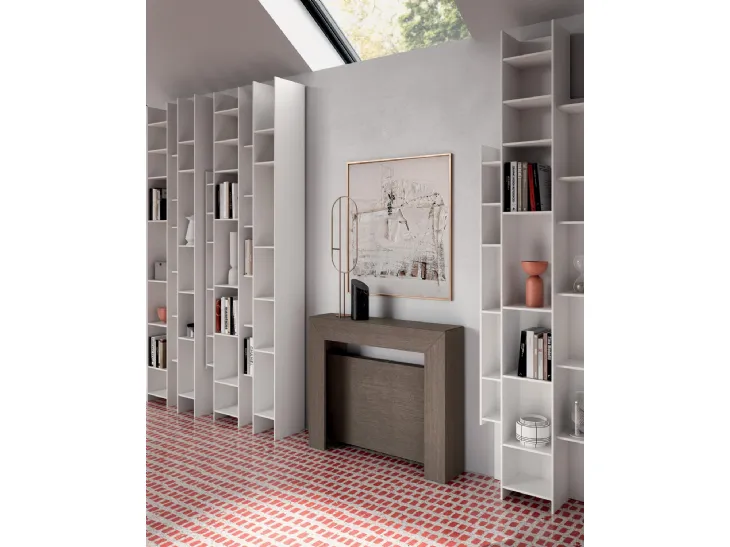 Consolle allungabile in legno Minux aperta di Ozzio