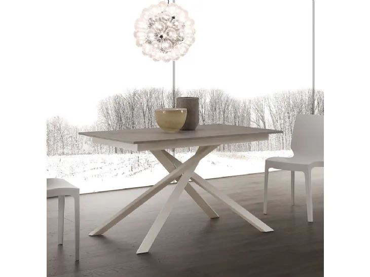 Tavolo allungabile Spider-INO in nobilitato con gambe in metallo verniciato bianco di La Seggiola