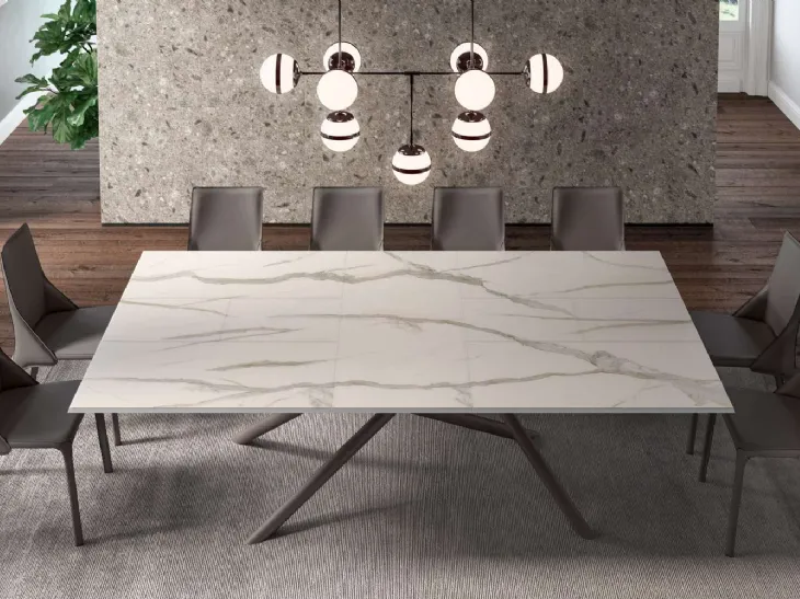 Tavolo allungabile Random Marble Glass di Ozzio