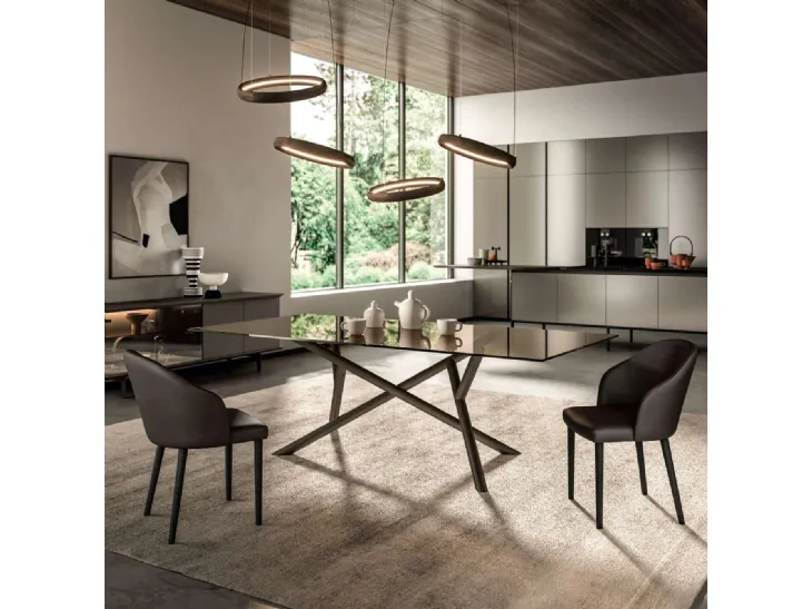 Tavolo fisso Random in vetro di Ozzio