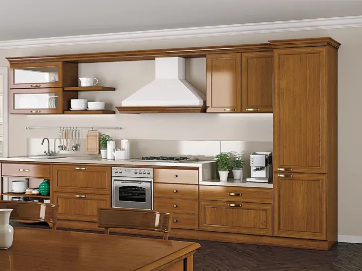 Cucina Classica lineare in legno I Ciliegi composizione 03 di Le Fablier