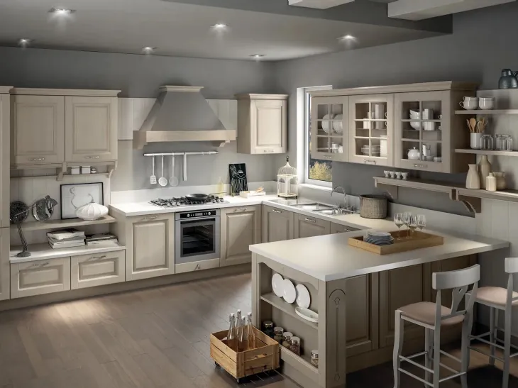 Cucina Classica in Rovere con penisola Bolgheri 02 di Stosa