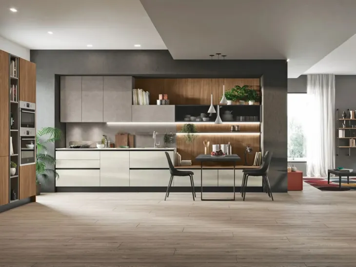 Cucina Moderna Art-Kaya 02 in materico cemento di Stosa