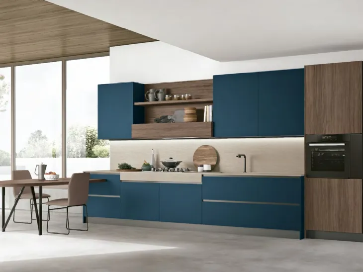 Cucina Moderna con penisola Infinity 08 in Pet e Rovere di Stosa